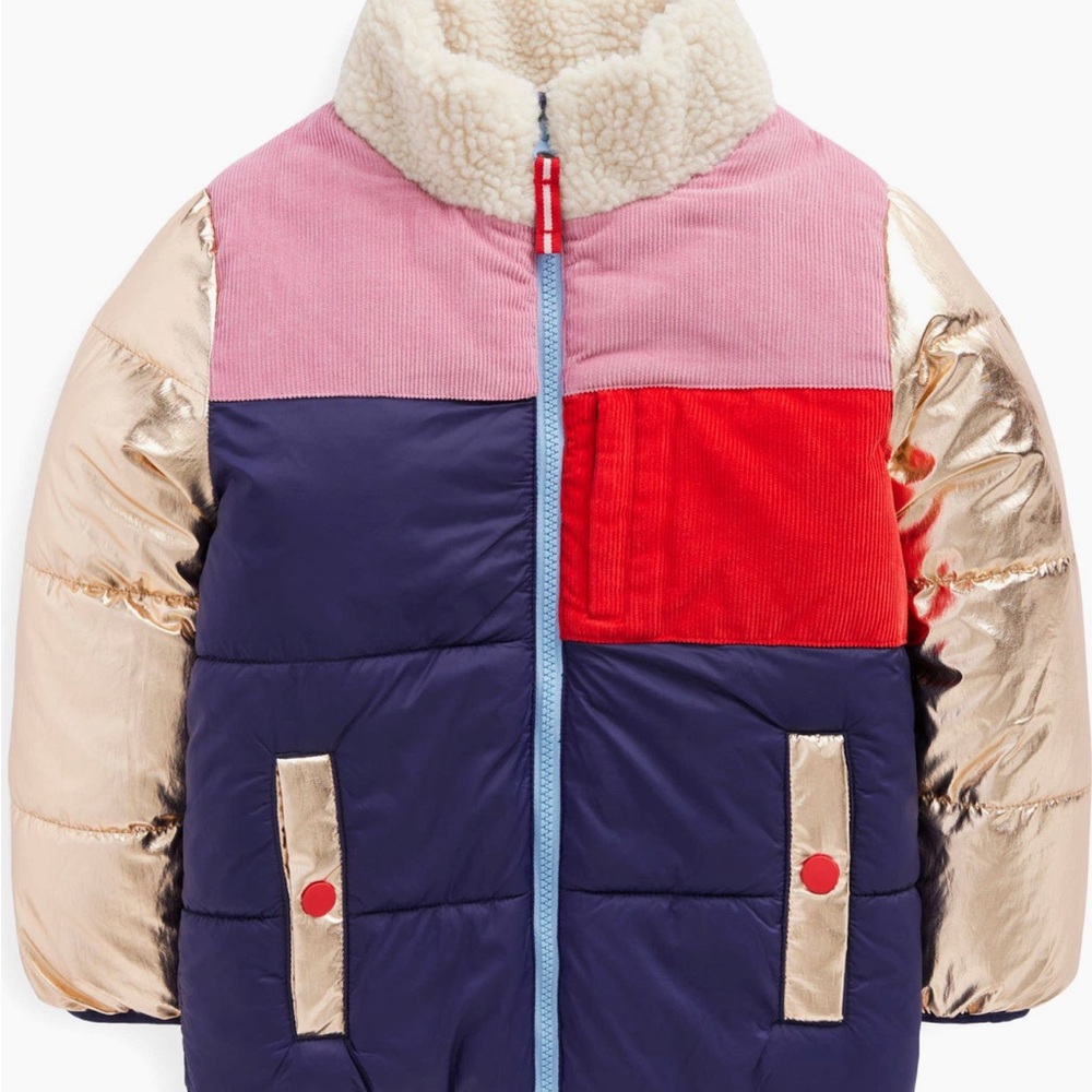 NWT Mini Boden Corduroy Color Block Puffer Coat - Size 6/7